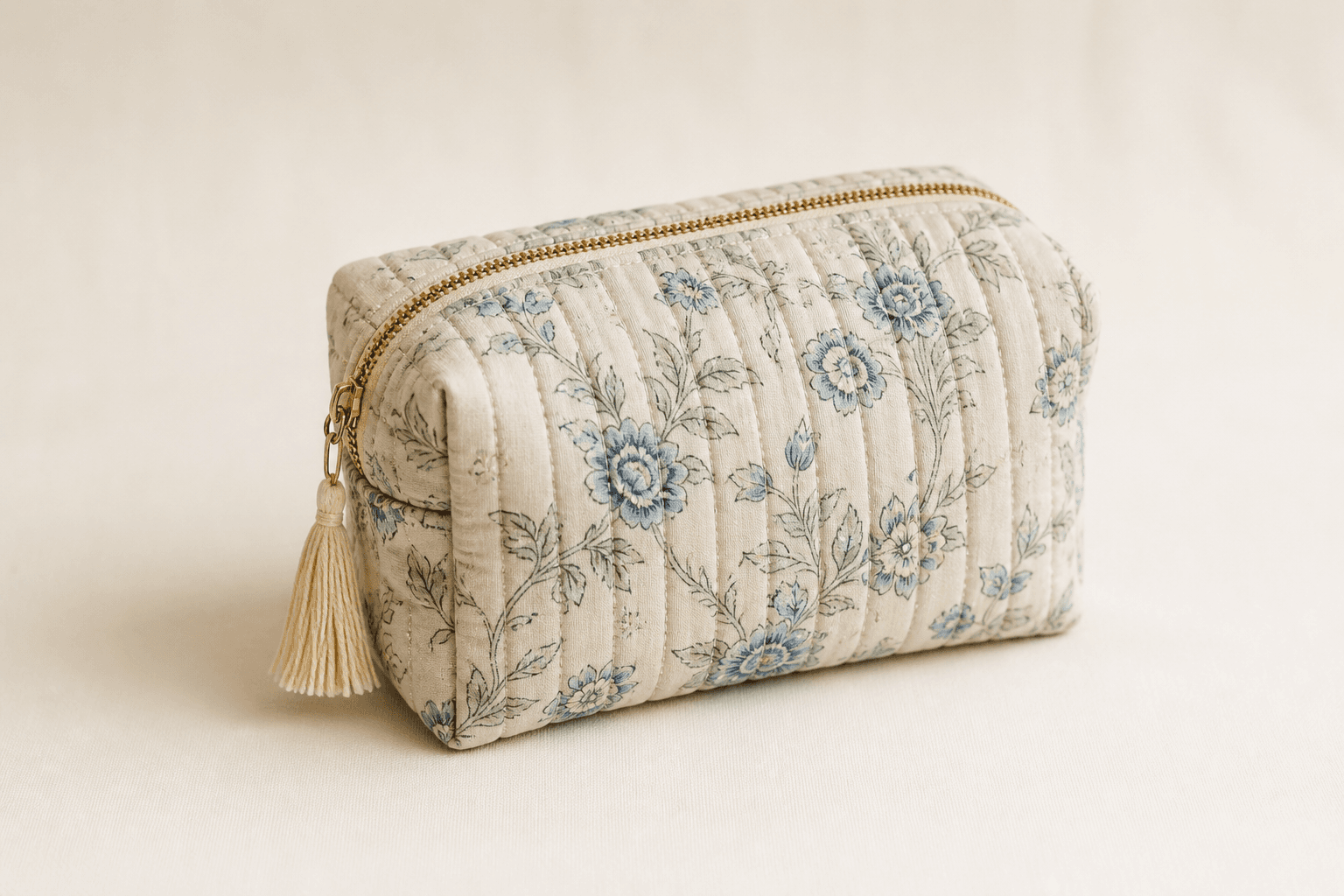 Cotton Quilted Toiletry Pouch