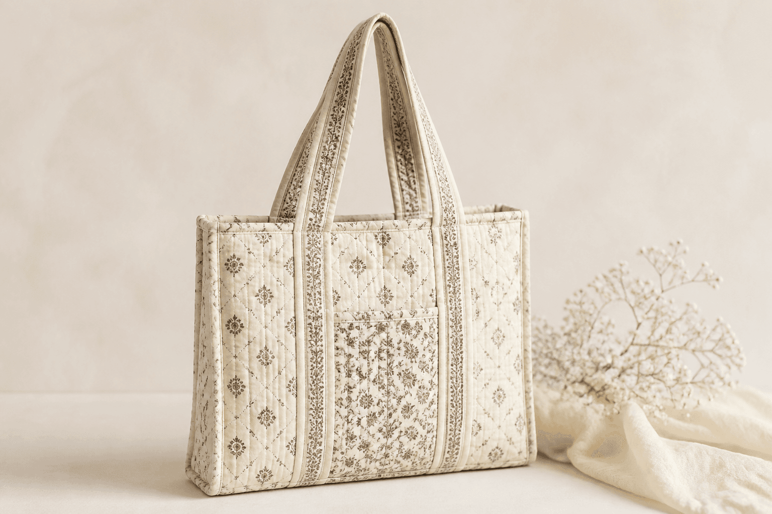 Cotton Quilted Tote Bag